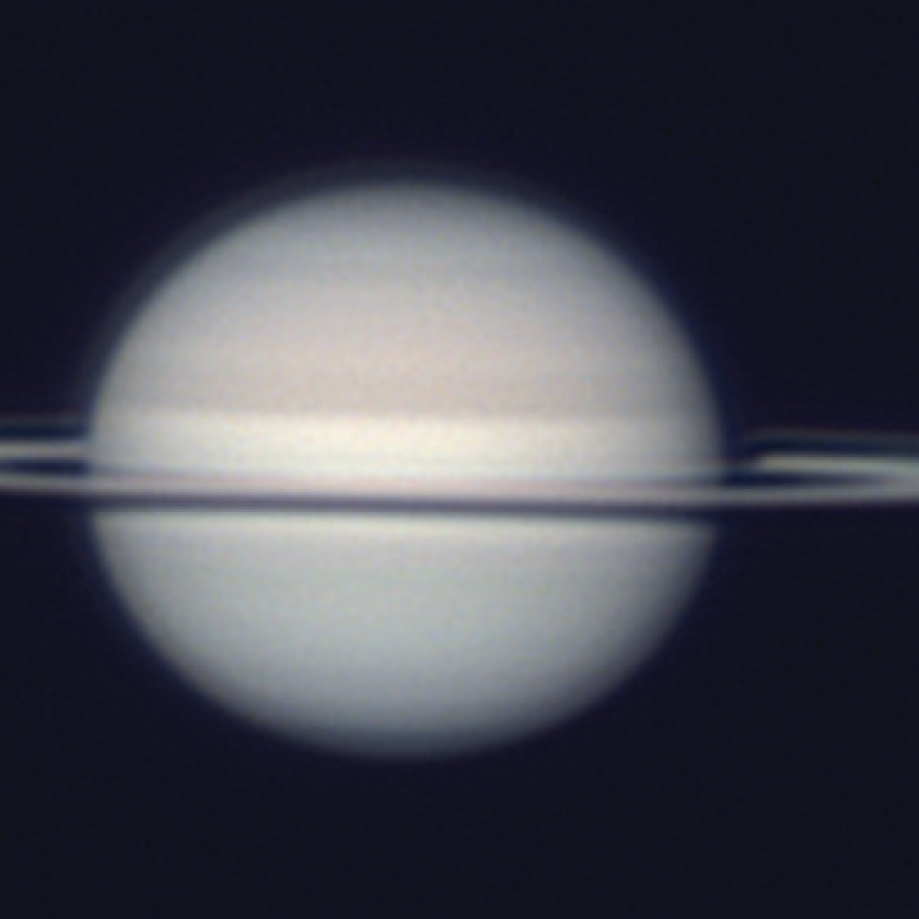 Saturn, with its nearly closed-in ring system, is seen July 20 in California. PHOTO COURTESY OF ROBERT LUNSFORD.